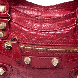 Pre Owned Balenciaga Red Leather Mini RGH City Bag