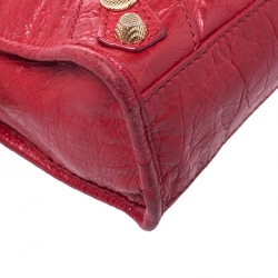 Pre Owned Balenciaga Red Leather Mini RGH City Bag