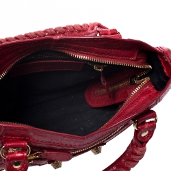 Pre Owned Balenciaga Red Leather Mini RGH City Bag