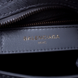 Pre Owned Balenciaga Grey Croc Embossed Leather RH Hardware Mini City Bag 