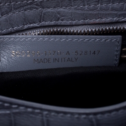 Pre Owned Balenciaga Grey Croc Embossed Leather RH Hardware Mini City Bag 