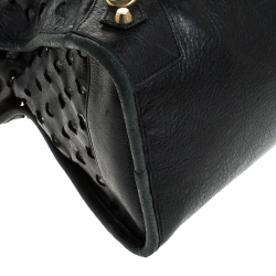 Pre Owned Balenciaga Black Perforated Leather Classic City Tote 