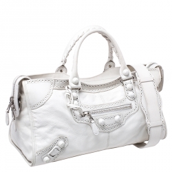 Pre Owned Balenciaga Off White Leather Giant Brogues Covered 21 Part Time Tote