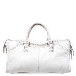 Pre Owned Balenciaga Off White Leather Giant Brogues Covered 21 Part Time Tote