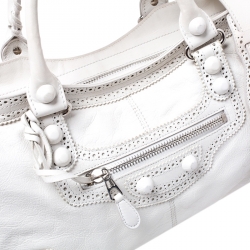 Pre Owned Balenciaga Off White Leather Giant Brogues Covered 21 Part Time Tote