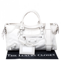 Pre Owned Balenciaga Off White Leather Giant Brogues Covered 21 Part Time Tote