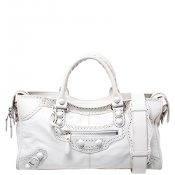 Pre Owned Balenciaga Off White Leather Giant Brogues Covered 21 Part Time Tote