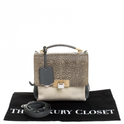 Pre Owned Balenciaga Multicolor Lizard/Canvas and Leather Le Dix Cartable Top Handle Bag