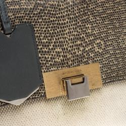 Pre Owned Balenciaga Multicolor Lizard/Canvas and Leather Le Dix Cartable Top Handle Bag