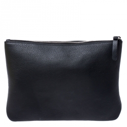 Pre Owned Balenciaga Black Campaign Logo Leather Pouch