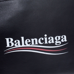 Pre Owned Balenciaga Black Campaign Logo Leather Pouch