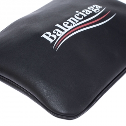 Pre Owned Balenciaga Black Campaign Logo Leather Pouch