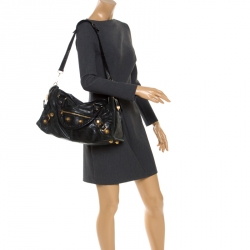 Pre Owned Balenciaga Black Leather GGH City Bag