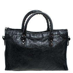 Pre Owned Balenciaga Black Leather Small Classic City Tote