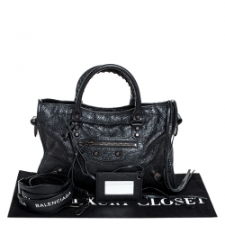 Pre Owned Balenciaga Black Leather Small Classic City Tote