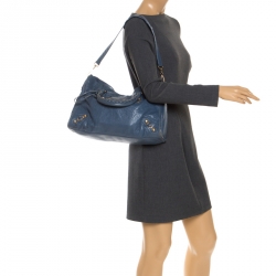 Pre Owned Balenciaga Blue Leather GH City Bag