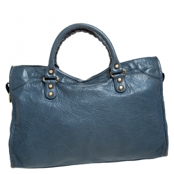 Pre Owned Balenciaga Blue Leather GH City Bag