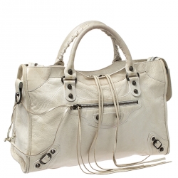 Pre Owned Balenciaga White Leather Classic City Tote