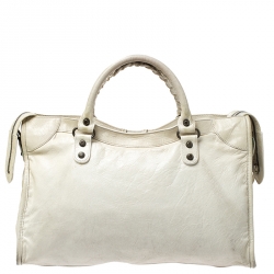 Pre Owned Balenciaga White Leather Classic City Tote
