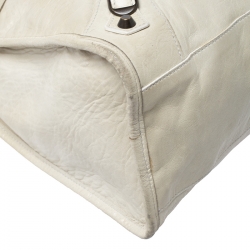 Pre Owned Balenciaga White Leather Classic City Tote
