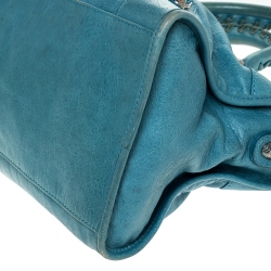 Pre Owned Balenciaga Turquoise Leather RSH City Bag