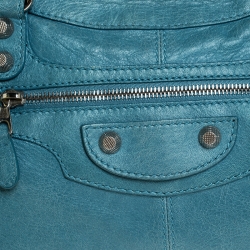 Pre Owned Balenciaga Turquoise Leather RSH City Bag