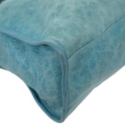 Pre Owned Balenciaga Light Blue Giant Silver City Bag