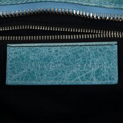 Pre Owned Balenciaga Light Blue Giant Silver City Bag