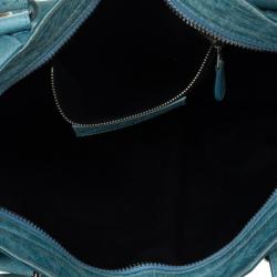 Pre Owned Balenciaga Light Blue Giant Silver City Bag