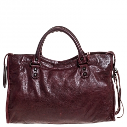 Pre Owned Balenciaga Maroon Leather Classic City Tote
