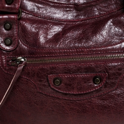 Pre Owned Balenciaga Maroon Leather Classic City Tote
