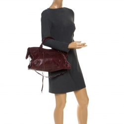 Pre Owned Balenciaga Maroon Leather Classic City Tote