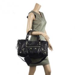 مملوكة مسبقًا Balenciaga Black Leather Giant 12 City Bag