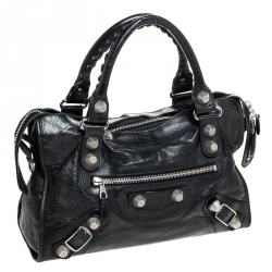 Pre Owned Balenciaga Black Leather GH City Tote