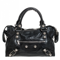 Pre Owned Balenciaga Black Leather GH City Tote