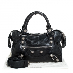 Pre Owned Balenciaga Black Leather GH City Tote