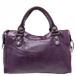 Pre Owned Balenciaga Grape Leather GH City Tote