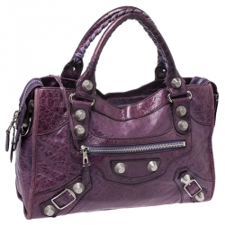 Pre Owned Balenciaga Grape Leather GH City Tote