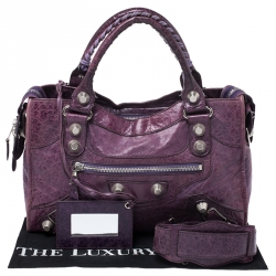 Pre Owned Balenciaga Grape Leather GH City Tote