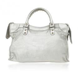 Pre Owned Balenciaga Metallic Classic Silver City Bag