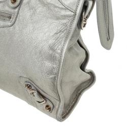 Pre Owned Balenciaga Metallic Classic Silver City Bag