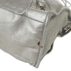 Pre Owned Balenciaga Metallic Classic Silver City Bag