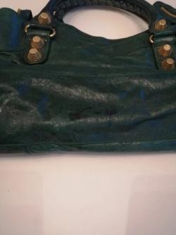 Pre Owned Balenciaga Emerald Lambskin Leather Giant 21 Gold Motorcycle City Bag