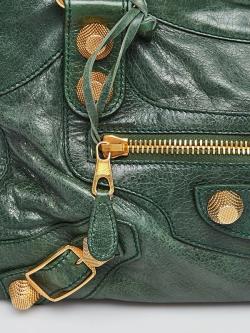 Pre Owned Balenciaga Emerald Lambskin Leather Giant 21 Gold Motorcycle City Bag