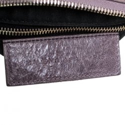 Pre Owned Balenciaga Lilac Cross Perforated Leather RH City Bag