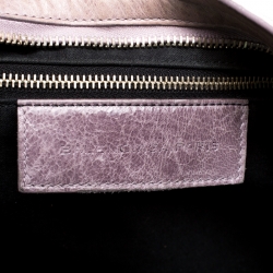 Pre Owned Balenciaga Lilac Cross Perforated Leather RH City Bag