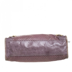 Pre Owned Balenciaga Lilac Cross Perforated Leather RH City Bag