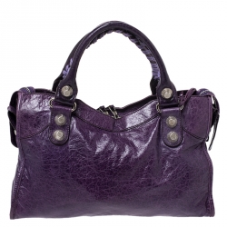 Pre Owned Balenciaga Violet Leather SH City Bag
