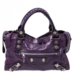 Pre Owned Balenciaga Violet Leather SH City Bag