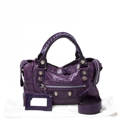Pre Owned Balenciaga Violet Leather SH City Bag